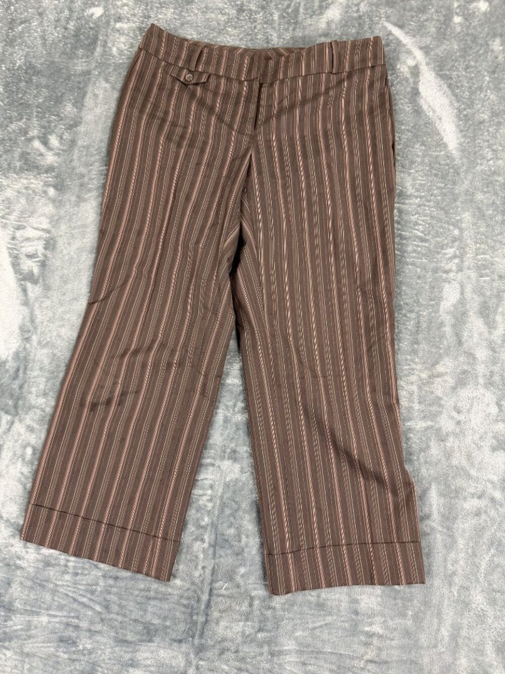New York & Company Stretch Brown Striped Dress Pants Size 2